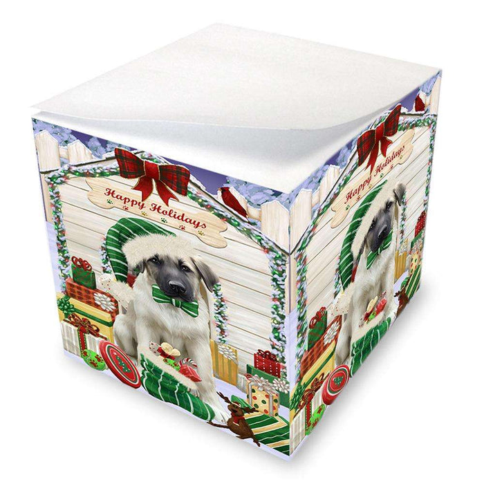 Happy Holidays Christmas Anatolian Shepherd Dog House with Presents Note Cube NOC51309