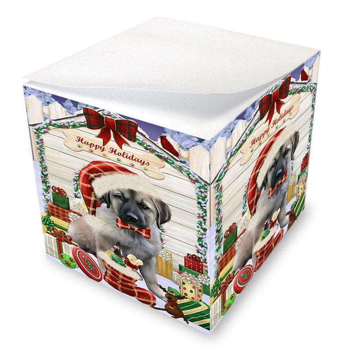 Happy Holidays Christmas Anatolian Shepherd Dog House with Presents Note Cube NOC51310