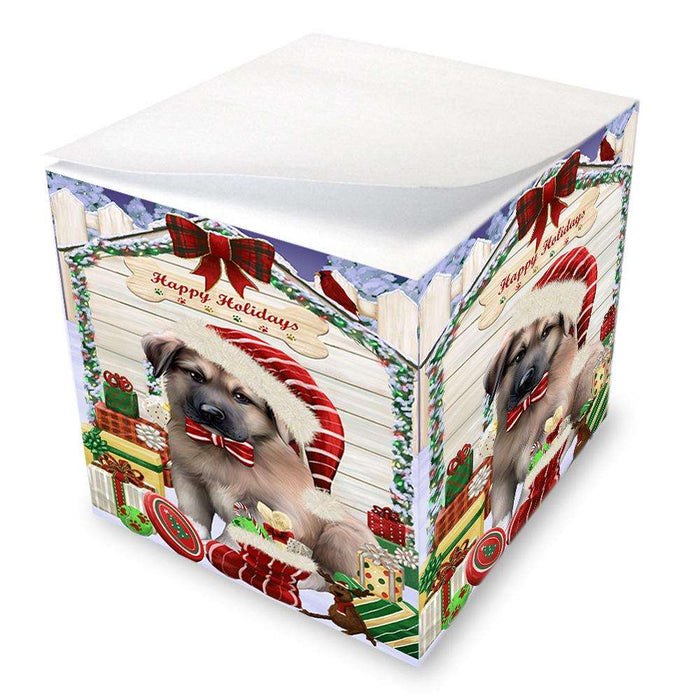 Happy Holidays Christmas Anatolian Shepherd Dog House with Presents Note Cube NOC51311