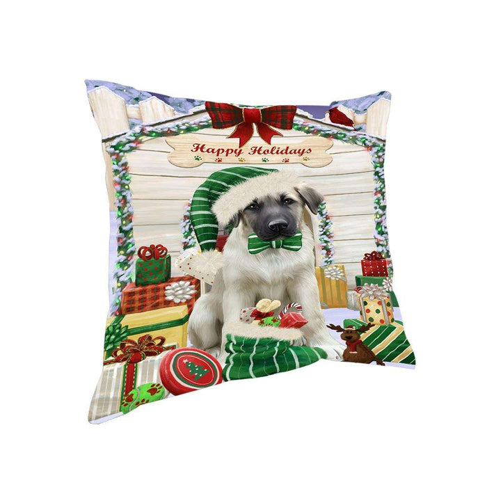 Happy Holidays Christmas Anatolian Shepherd Dog House with Presents Pillow PIL61300