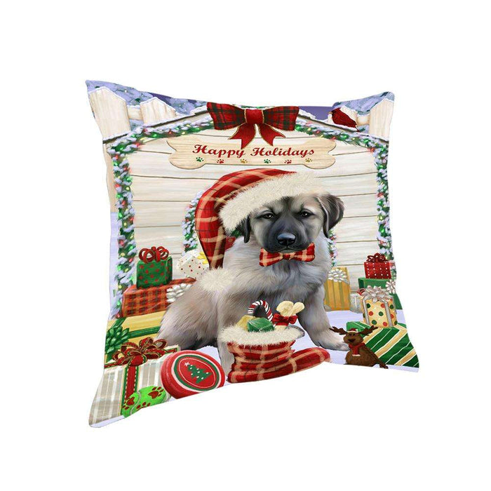 Happy Holidays Christmas Anatolian Shepherd Dog House with Presents Pillow PIL61304
