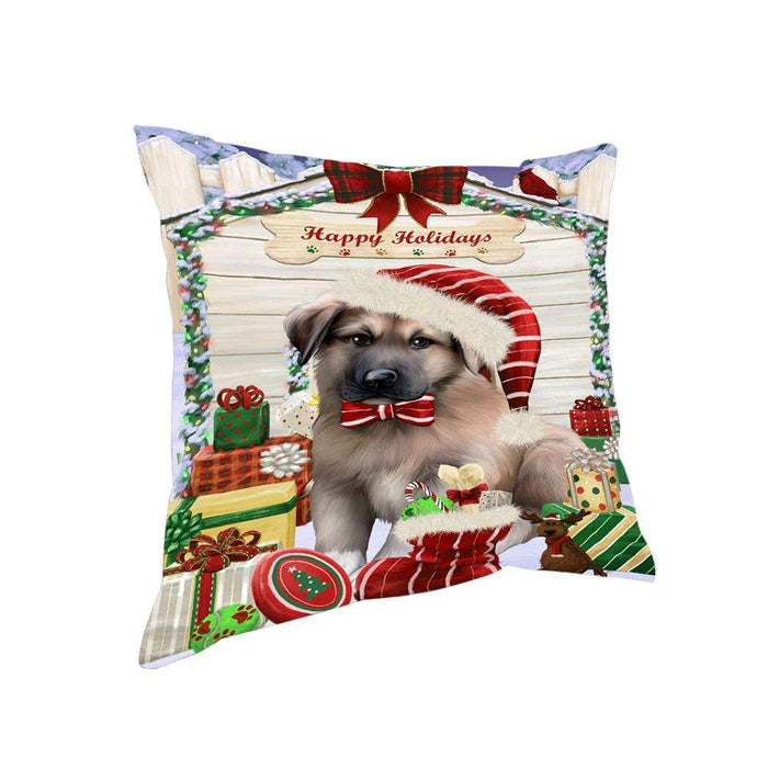 Happy Holidays Christmas Anatolian Shepherd Dog House with Presents Pillow PIL61308