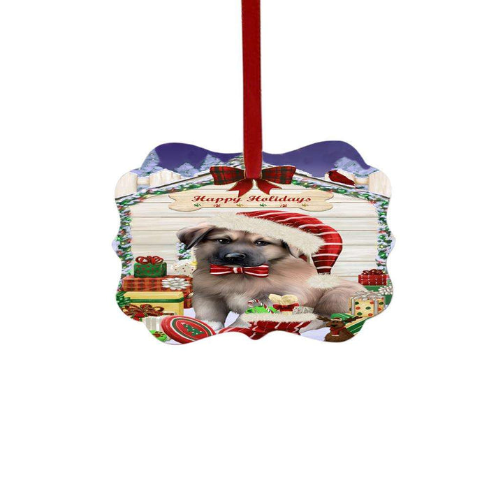 Happy Holidays Christmas Anatolian Shepherd House With Presents Double-Sided Photo Benelux Christmas Ornament LOR49757