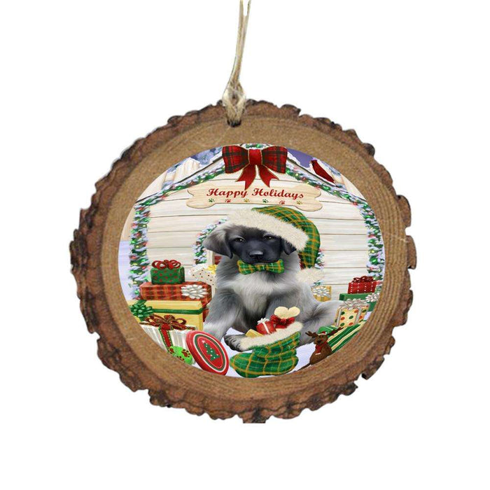 Happy Holidays Christmas Anatolian Shepherd House With Presents Wooden Christmas Ornament WOR49754