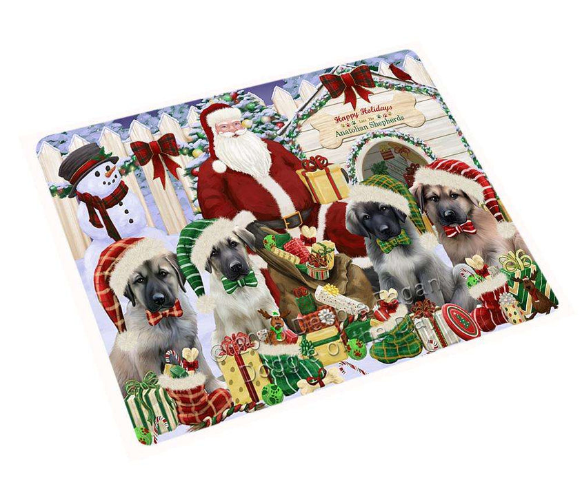 Happy Holidays Christmas Anatolian Shepherds Dog House Gathering Cutting Board C57840