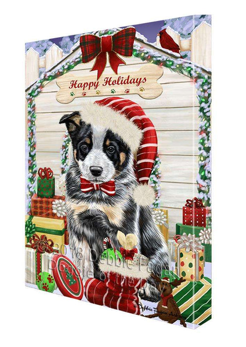 Happy Holidays Christmas Australian Cattle Dog House with Presents Canvas Print Wall Art Décor CVS78425
