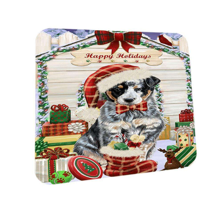 Happy Holidays Christmas Australian Cattle Dog House with Presents Coasters Set of 4 CST51273