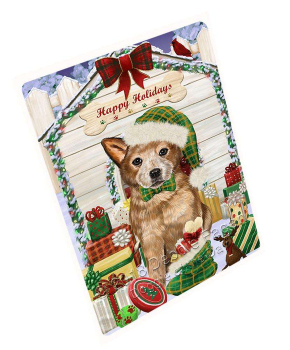 Happy Holidays Christmas Australian Cattle Dog House with Presents Cutting Board C57960