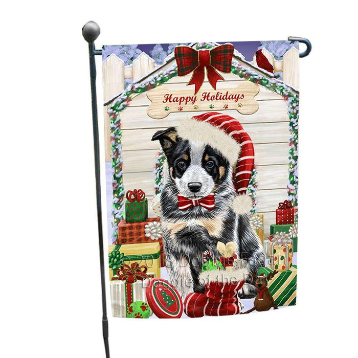 Happy Holidays Christmas Australian Cattle Dog House with Presents Garden Flag GFLG51237