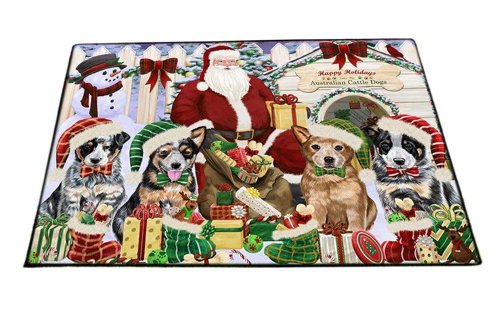 Happy Holidays Christmas Australian Cattle Dogs House Gathering Floormat FLMS51030