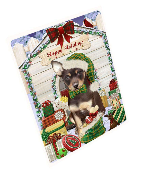 Happy Holidays Christmas Australian Kelpie Dog House with Presents Cutting Board C57972