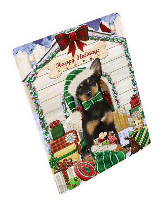 Happy Holidays Christmas Australian Kelpie Dog House with Presents Cutting Board C57975