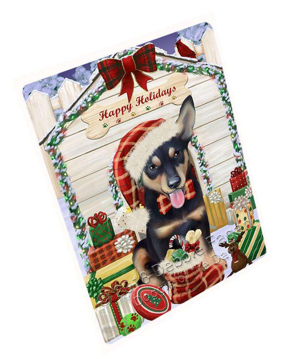 Happy Holidays Christmas Australian Kelpie Dog House with Presents Cutting Board C57978