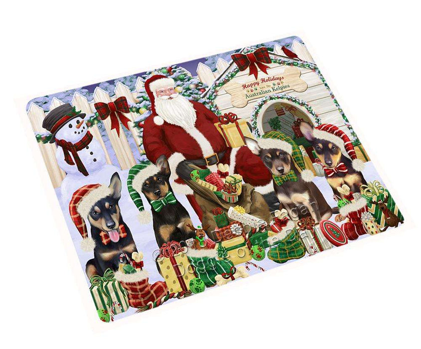 Happy Holidays Christmas Australian Kelpies Dog House Gathering Cutting Board C57846
