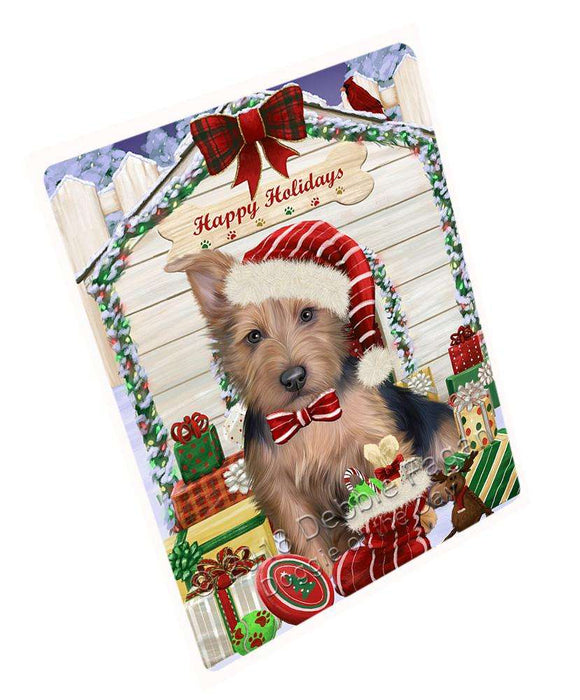 Happy Holidays Christmas Australian Terrier Dog With Presents Blanket BLNKT89940