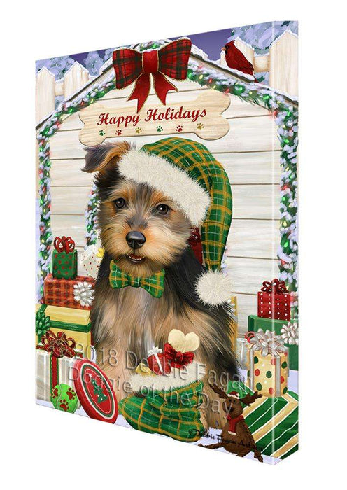Happy Holidays Christmas Australian Terrier Dog With Presents Canvas Print Wall Art Décor CVS90440