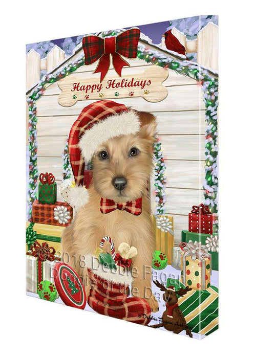 Happy Holidays Christmas Australian Terrier Dog With Presents Canvas Print Wall Art Décor CVS90458