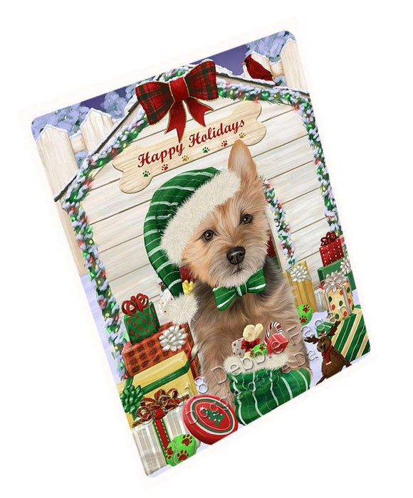 Happy Holidays Christmas Australian Terrier Dog With Presents Cutting Board C61971