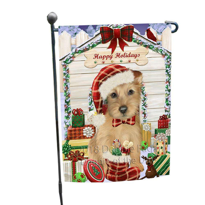 Happy Holidays Christmas Australian Terrier Dog With Presents Garden Flag GFLG52574