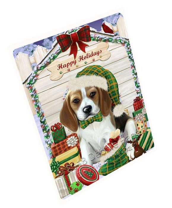 Happy Holidays Christmas Beagle Dog House with Presents Large Refrigerator / Dishwasher Magnet RMAG67992