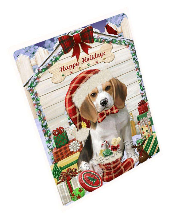 Happy Holidays Christmas Beagle Dog House with Presents Large Refrigerator / Dishwasher Magnet RMAG68004