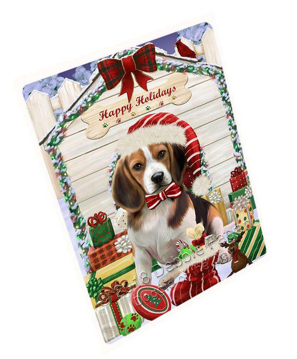 Happy Holidays Christmas Beagle Dog House With Presents Magnet Mini (3.5" x 2") MAG58005