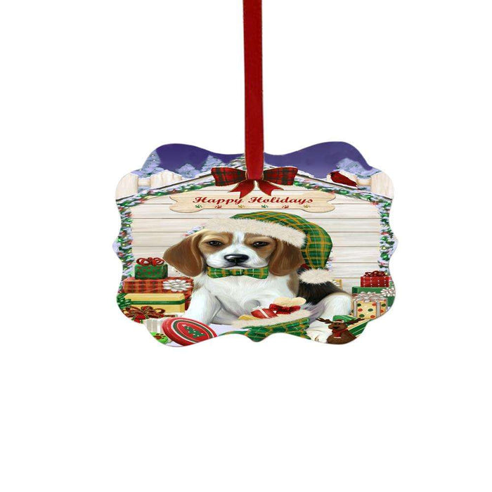 Happy Holidays Christmas Beagle House With Presents Double-Sided Photo Benelux Christmas Ornament LOR49774