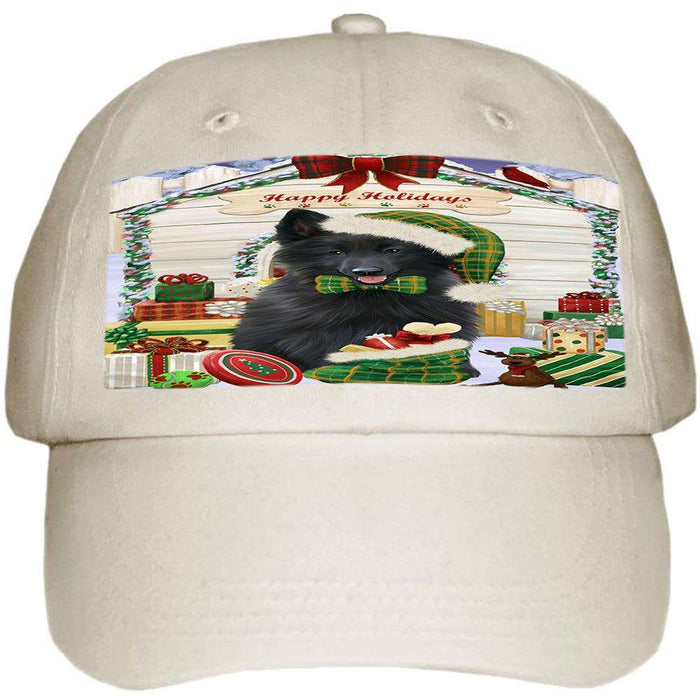 Happy Holidays Christmas Belgian Shepherd Dog House with Presents Ball Hat Cap HAT57717
