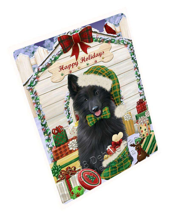 Happy Holidays Christmas Belgian Shepherd Dog House With Presents Magnet Mini (3.5" x 2") MAG58008
