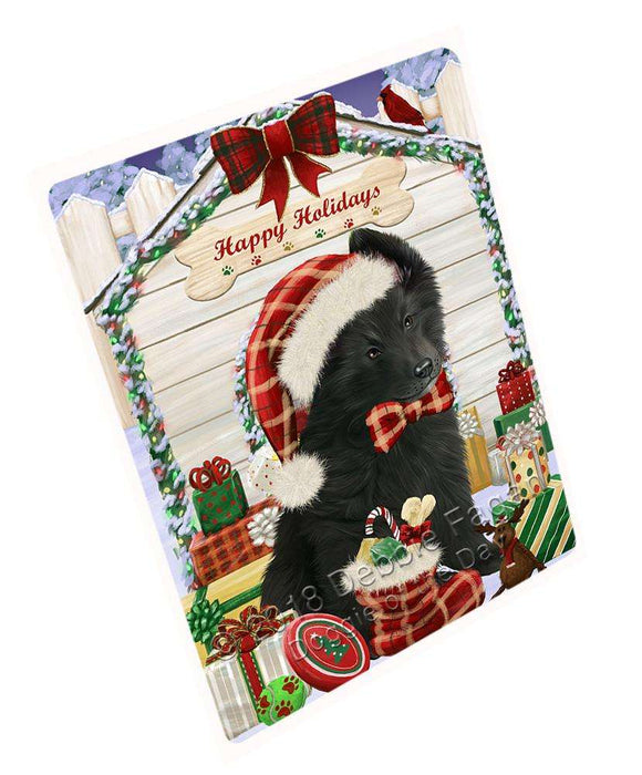 Happy Holidays Christmas Belgian Shepherd Dog House With Presents Magnet Mini (3.5" x 2") MAG58014