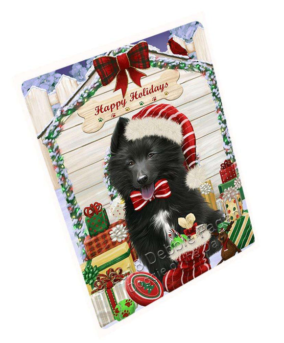 Happy Holidays Christmas Belgian Shepherd Dog House With Presents Magnet Mini (3.5" x 2") MAG58017