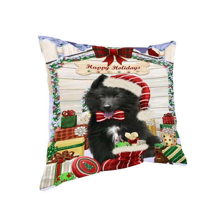 Happy Holidays Christmas Belgian Shepherd Dog House with Presents Pillow PIL61388