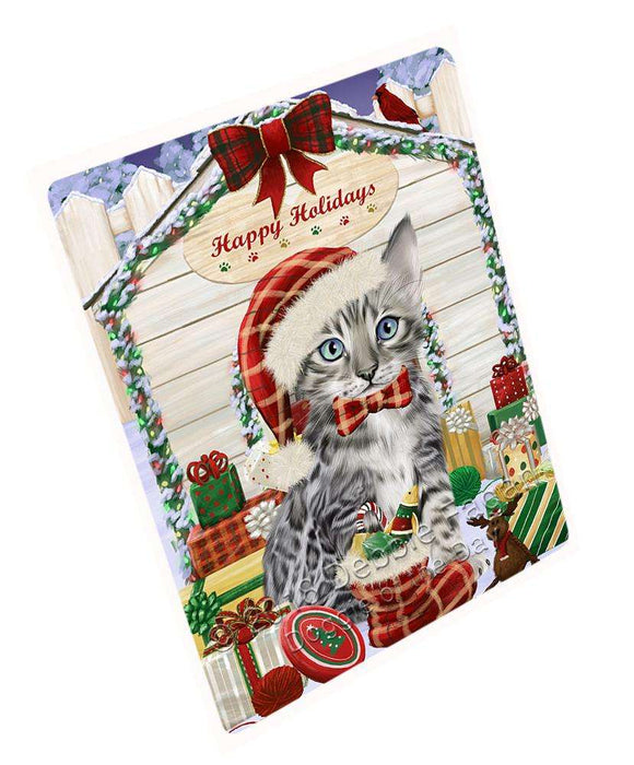 Happy Holidays Christmas Bengal Cat With Presents Blanket BLNKT89976