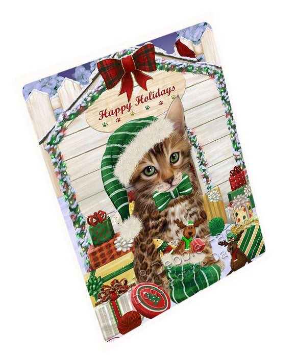 Happy Holidays Christmas Bengal Cat With Presents Magnet Mini (3.5" x 2") MAG61986