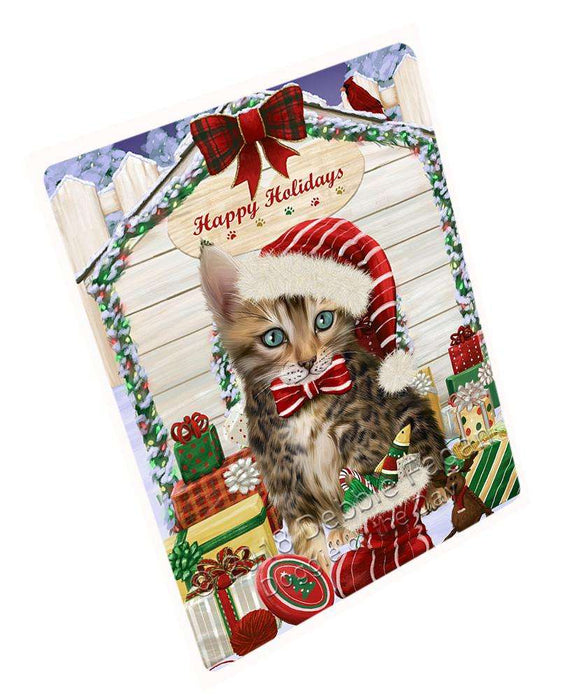 Happy Holidays Christmas Bengal Cat With Presents Magnet Mini (3.5" x 2") MAG61992