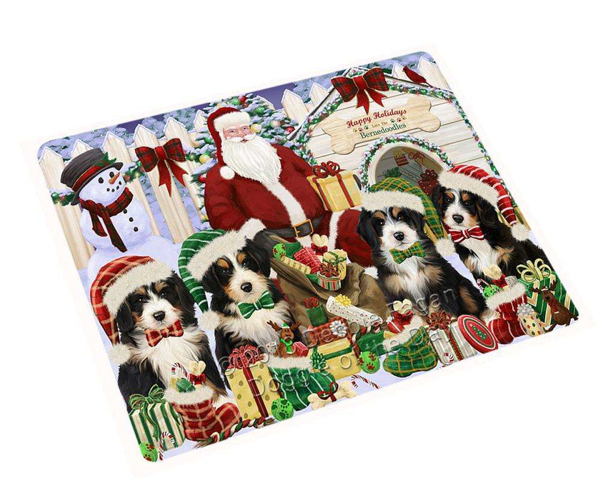Happy Holidays Christmas Bernedoodles Dog House Gathering Cutting Board C57861