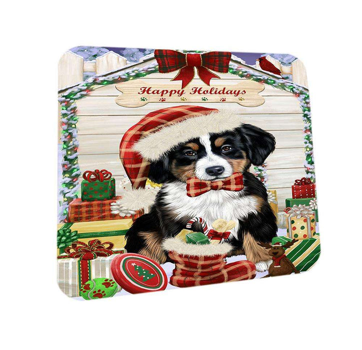 Happy Holidays Christmas Bernese Mountain Dog House with Presents Coasters Set of 4 CST51297