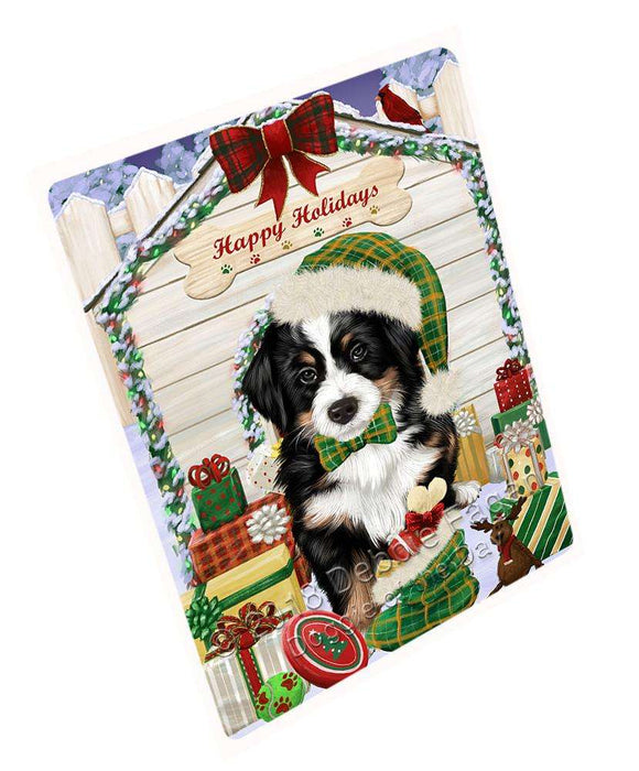 Happy Holidays Christmas Bernese Mountain Dog House with Presents Cutting Board C58032