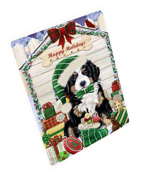 Happy Holidays Christmas Bernese Mountain Dog House with Presents Large Refrigerator / Dishwasher Magnet RMAG68070