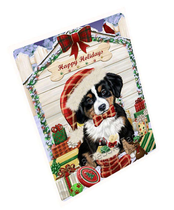 Happy Holidays Christmas Bernese Mountain Dog House with Presents Large Refrigerator / Dishwasher Magnet RMAG68076
