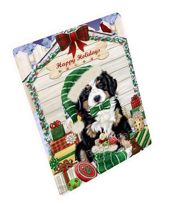 Happy Holidays Christmas Bernese Mountain Dog House With Presents Magnet Mini (3.5" x 2") MAG58035