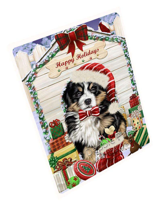 Happy Holidays Christmas Bernese Mountain Dog House With Presents Magnet Mini (3.5" x 2") MAG58041