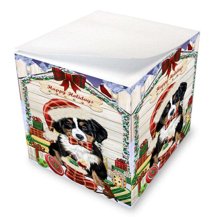 Happy Holidays Christmas Bernese Mountain Dog House with Presents Note Cube NOC51338