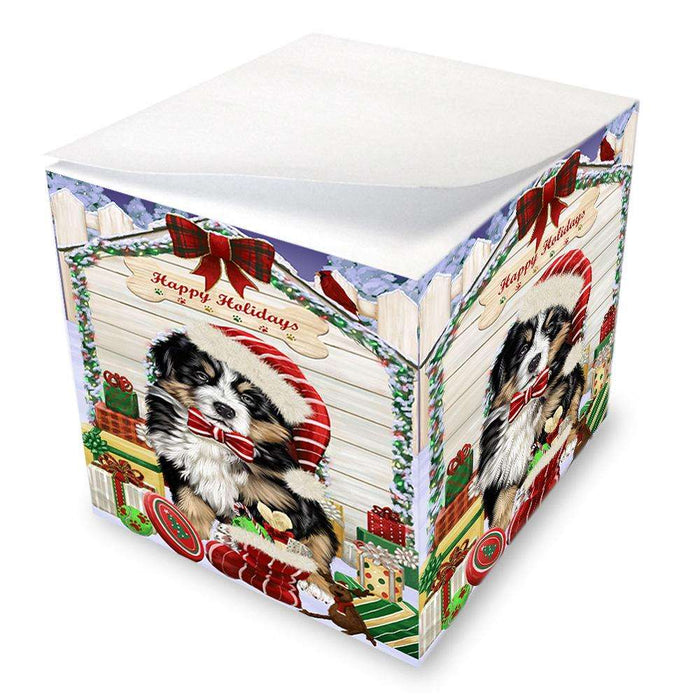 Happy Holidays Christmas Bernese Mountain Dog House with Presents Note Cube NOC51339