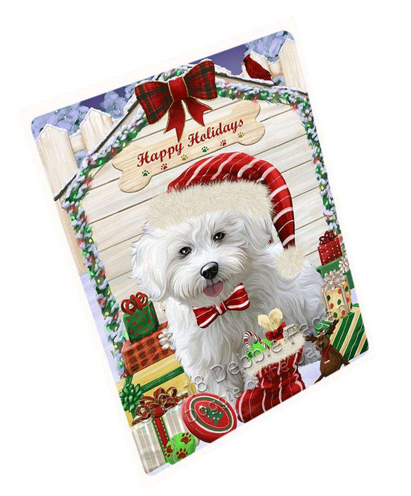 Happy Holidays Christmas Bichon Frise Dog House with Presents Cutting Board C58053