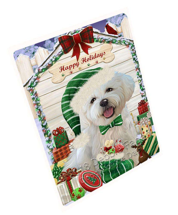 Happy Holidays Christmas Bichon Frise Dog House with Presents Large Refrigerator / Dishwasher Magnet RMAG68094