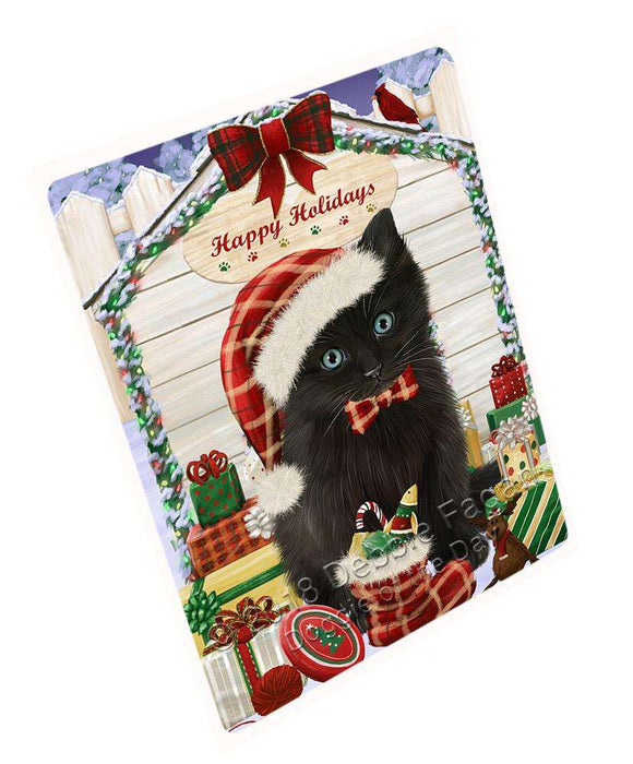 Happy Holidays Christmas Black Cat With Presents Blanket BLNKT90048