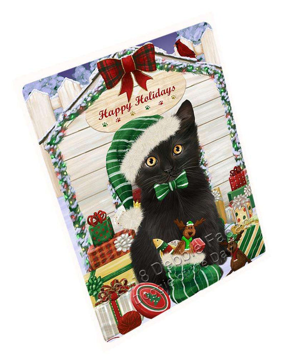 Happy Holidays Christmas Black Cat With Presents Cutting Board C62010