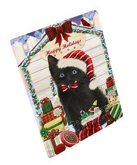 Happy Holidays Christmas Black Cat With Presents Cutting Board C62016