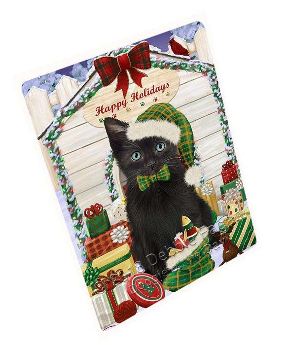 Happy Holidays Christmas Black Cat With Presents Large Refrigerator / Dishwasher Magnet RMAG76014